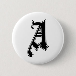 Engelse tekst Gothic Monogram letter A Ronde Button 5,7 Cm