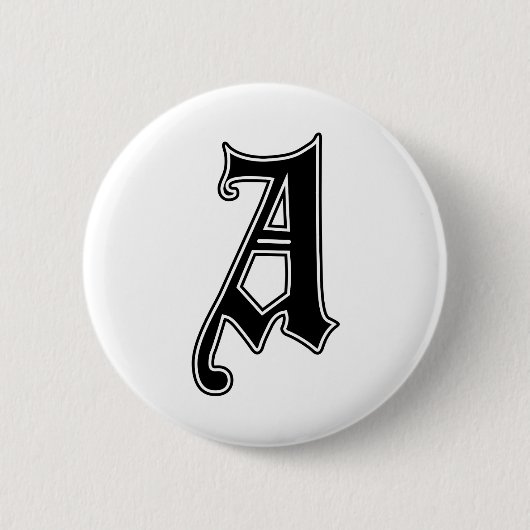 Engelse tekst Gothic Monogram letter A Ronde Button 5,7 Cm (Voorkant)