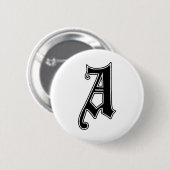 Engelse tekst Gothic Monogram letter A Ronde Button 5,7 Cm (Voorkant /achterkant)