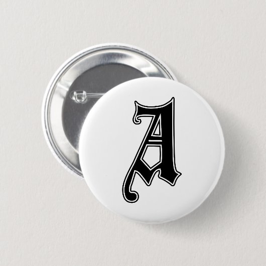 Engelse tekst Gothic Monogram letter A Ronde Button 5,7 Cm (Voorkant /achterkant)