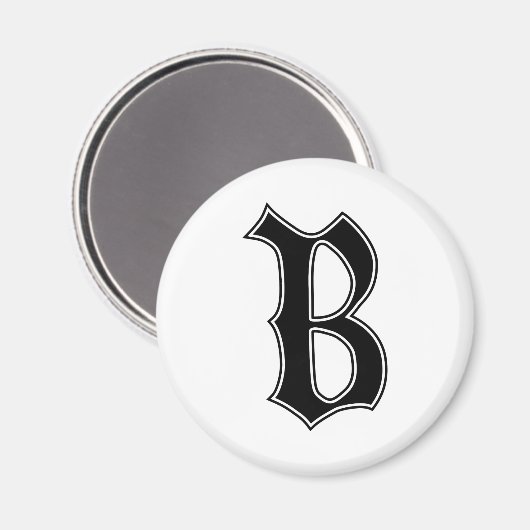 Engelse tekst Gothic Monogram letter B Magneet (Voorkant / Achterkant)