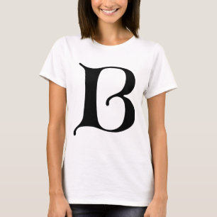 Engelse tekst Gothic Monogram letter B T-shirt