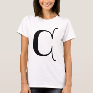 Engelse tekst Gothic Monogram letter C T-shirt