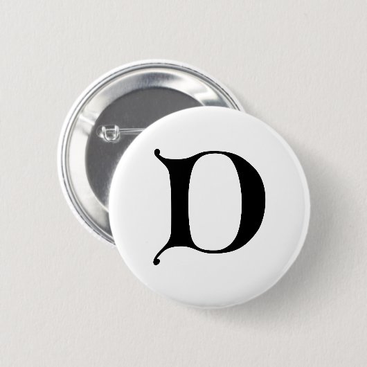 Engelse tekst Gothic Monogram letter D Ronde Button 5,7 Cm (Voorkant /achterkant)