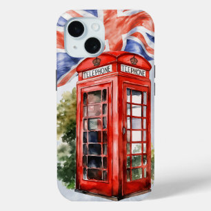 Engelse telefooncel en vlag iPhone 15 case