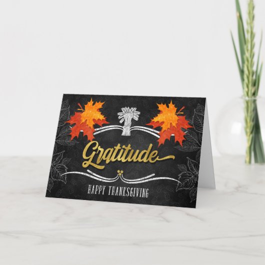 Engelse Thanksgiving Grateful Blessings Chalkboard Feestdagen Kaart (Voorkant)