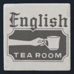 Engelse thea Room Stenen Onderzetter<br><div class="desc">ouderwetse signage voor een Engelse Tea Room.</div>