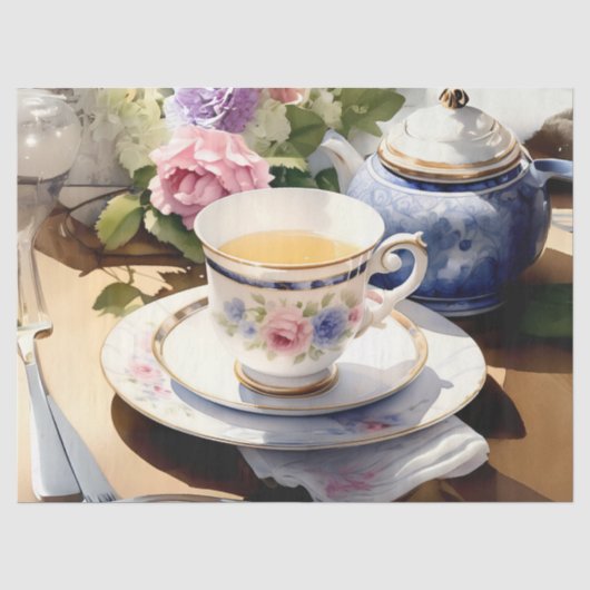Engelse Thee Victoriaanse Decoupage Tissuepapier (Voorkant)