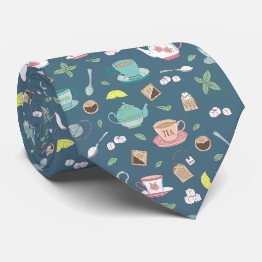 Engelse theekopjes theepot theedrinker bruiloft Stropdas (Opgerold)