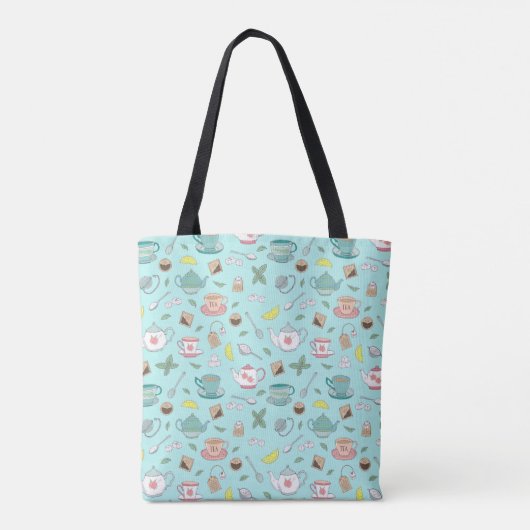  Engelse theekopjes theepotten theedrinker Print Tote Bag (Achterkant)