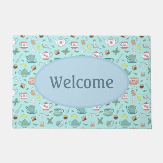 Engelse theekopjes theepotten theeshop Welkom Deurmat (Voorkant)