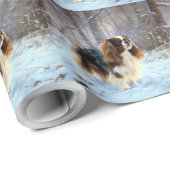 Engelse Toy Spaniel Laat het Sneeuwen Kerstmis Cadeaupapier (Rol Hoek)