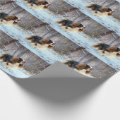 Engelse Toy Spaniel Laat het Sneeuwen Kerstmis Cadeaupapier (Hoek)