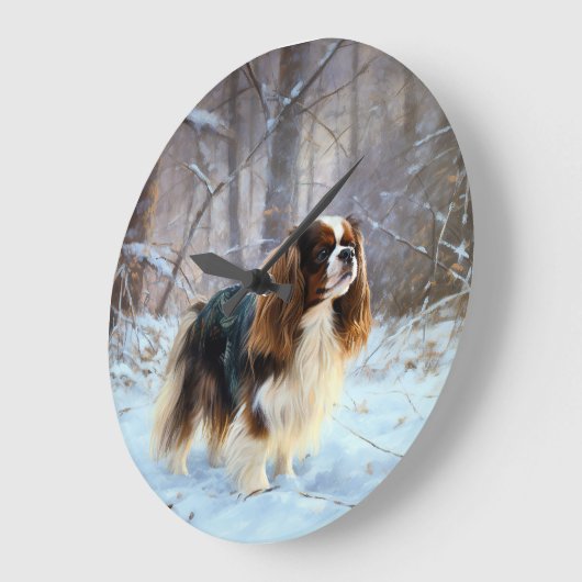 Engelse Toy Spaniel Laat het Sneeuwen Kerstmis Grote Klok (Hoek)