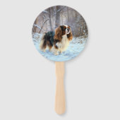 Engelse Toy Spaniel Laat het sneeuwen Kerstmis Handwaaier (Achterkant)