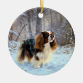 Engelse Toy Spaniel Laat het Sneeuwen Kerstmis  Keramisch Ornament (Voorkant)