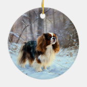 Engelse Toy Spaniel Laat het Sneeuwen Kerstmis  Keramisch Ornament (Achterkant)