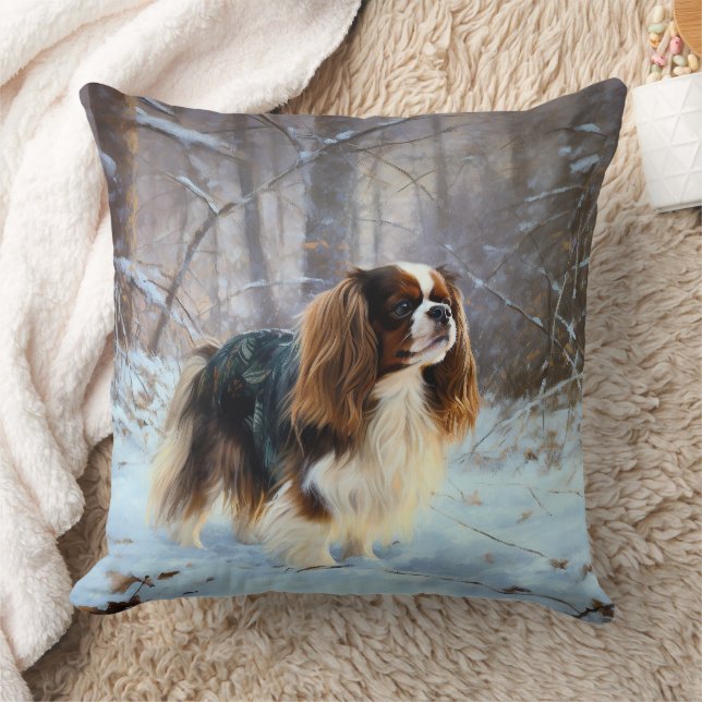 Engelse Toy Spaniel Laat het Sneeuwen Kerstmis Kussen (Deken)