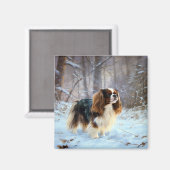 Engelse Toy Spaniel Laat het Sneeuwen Kerstmis Magneet (Voorkant / Achterkant)