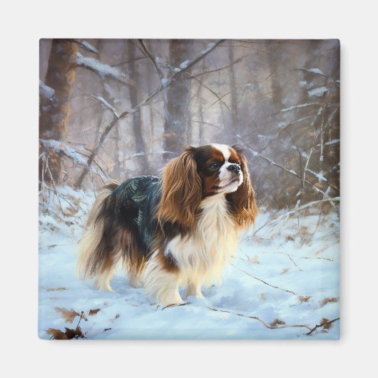 Engelse Toy Spaniel Laat het Sneeuwen Kerstmis Magneet (Voorkant)