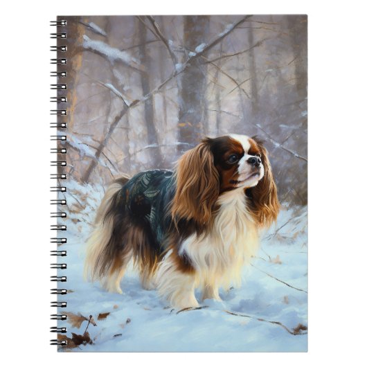 Engelse Toy Spaniel Laat het sneeuwen Kerstmis Notitieboek (Voorkant)