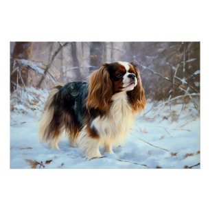 Engelse Toy Spaniel Laat het Sneeuwen Kerstmis  Perfect Poster