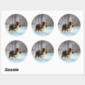 Engelse Toy Spaniel Laat het Sneeuwen Kerstmis  Ronde Sticker (Vel)