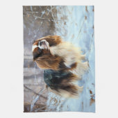 Engelse Toy Spaniel Laat het Sneeuwen Kerstmis  Theedoek (Verticaal)