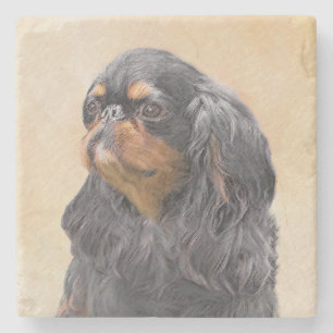 Engelse Toy Spaniel Schilderij Originele Dier Kuns Stenen Onderzetter