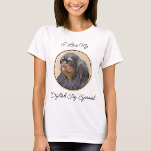 Engelse Toy Spaniel Schilderij Originele Dier Kuns T-shirt