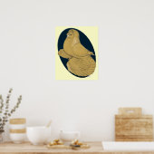 Engelse trompetduif: geel ovaal poster (Keuken)