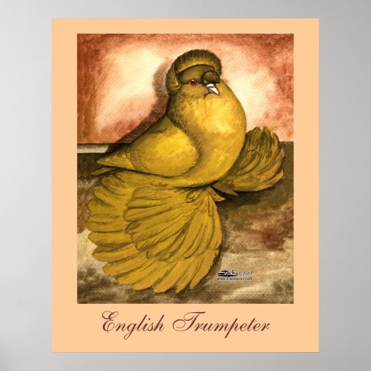 Engelse trompettist duif geel zelf poster (Voorkant)