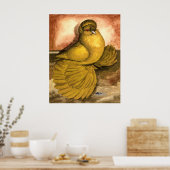 Engelse trompettist duif geel zelf poster (Keuken)