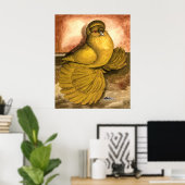 Engelse trompettist duif geel zelf poster (Thuiskantoor)
