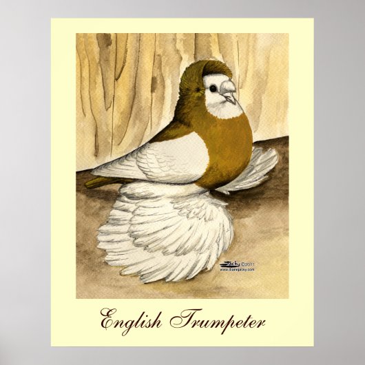 Engelse trompettist Duif Yellow Magpie Poster (Voorkant)