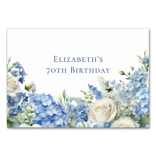 Engelse tuin blauwe hortensia witte rozen partij kaart (Achterkant)