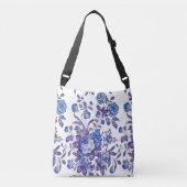 Engelse Tuin Bloemen Blauw  Rococo Crossbody Tas (Voorkant)