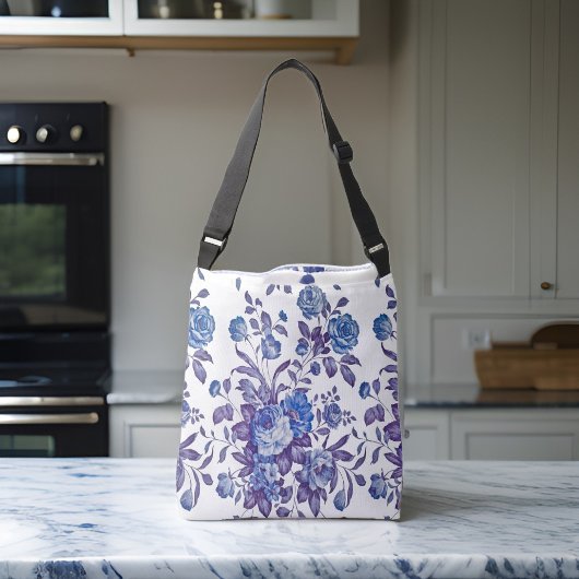 Engelse Tuin Bloemen Blauw  Rococo Crossbody Tas
