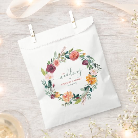 Engelse Tuin Bloemen Krans Custom Bruiloft Tekst Bedankzakje (Geknipt)