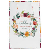 Engelse Tuin Bloemen Krans Custom Bruiloft Tekst Medium Cadeauzakje (Voorkant)