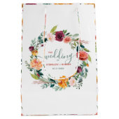 Engelse Tuin Bloemen Krans Custom Bruiloft Tekst Medium Cadeauzakje (Achterkant)