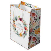 Engelse Tuin Bloemen Krans Custom Bruiloft Tekst Medium Cadeauzakje (Achterkant Gekanteld)