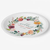 Engelse Tuin Bloemen Krans Custom Bruiloft Tekst Papieren Bordje (Gekanteld)