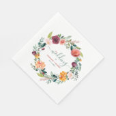 Engelse Tuin Bloemen Krans Custom Bruiloft Tekst Servet (Hoek)