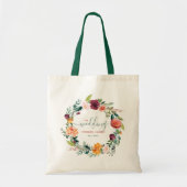 Engelse Tuin Bloemen Krans Custom Bruiloft Tekst Tote Bag (Voorkant)