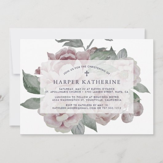 Engelse tuin doop of doop uitnodiging (Voorkant)