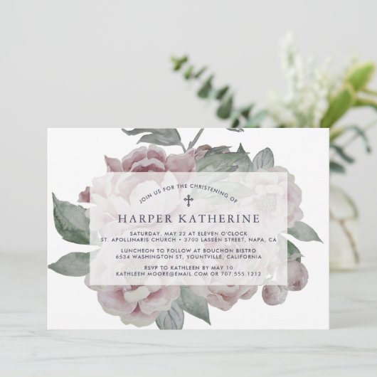 Engelse tuin doop of doop uitnodiging (Staand voorkant)