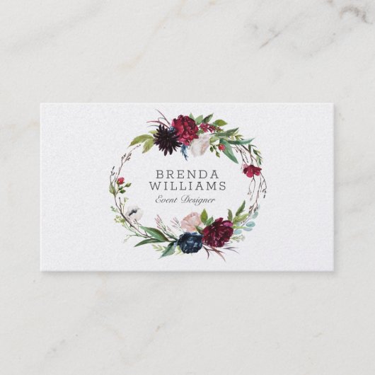 Engelse tuin kleurrijke bloemen krans business ca visitekaartje (Voorkant)