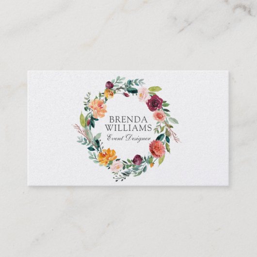 Engelse tuin kleurrijke bloemen krans business ca visitekaartje (Voorkant)