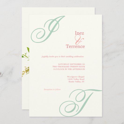 Engelse Tuin Monogram van de Middag Kaart (Voorkant / Achterkant)